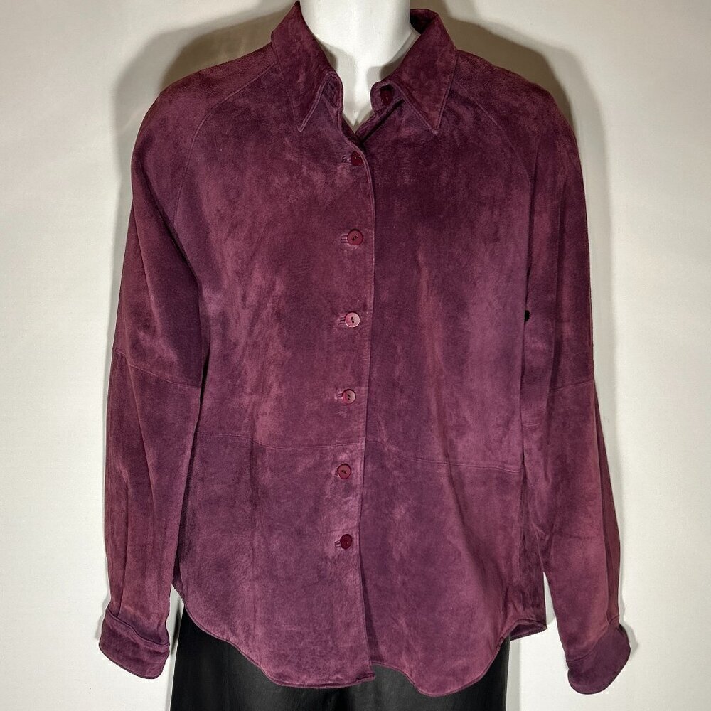 Hunt Club SZL Vintage Purple Suede Leather Shacket Western Ranch 80's Old $